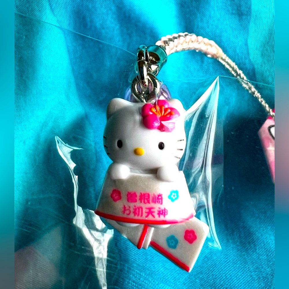 Rare New Hello Kitty Sanrio Netsuke Charm Strap Osaka Tenjin Shrine NWT